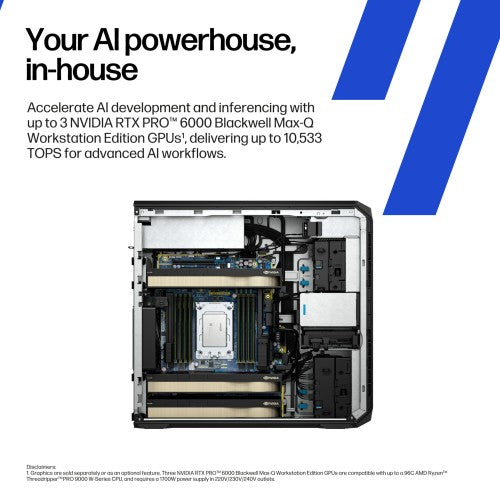 HP Z6 G5 A Wolf Pro Security Edition AMD Ryzen Threadripper PRO 9975WX 64 GB DDR5-SDRAM 1 TB SSD Windows 11 Pro Tower Workstation AI Workstation Black