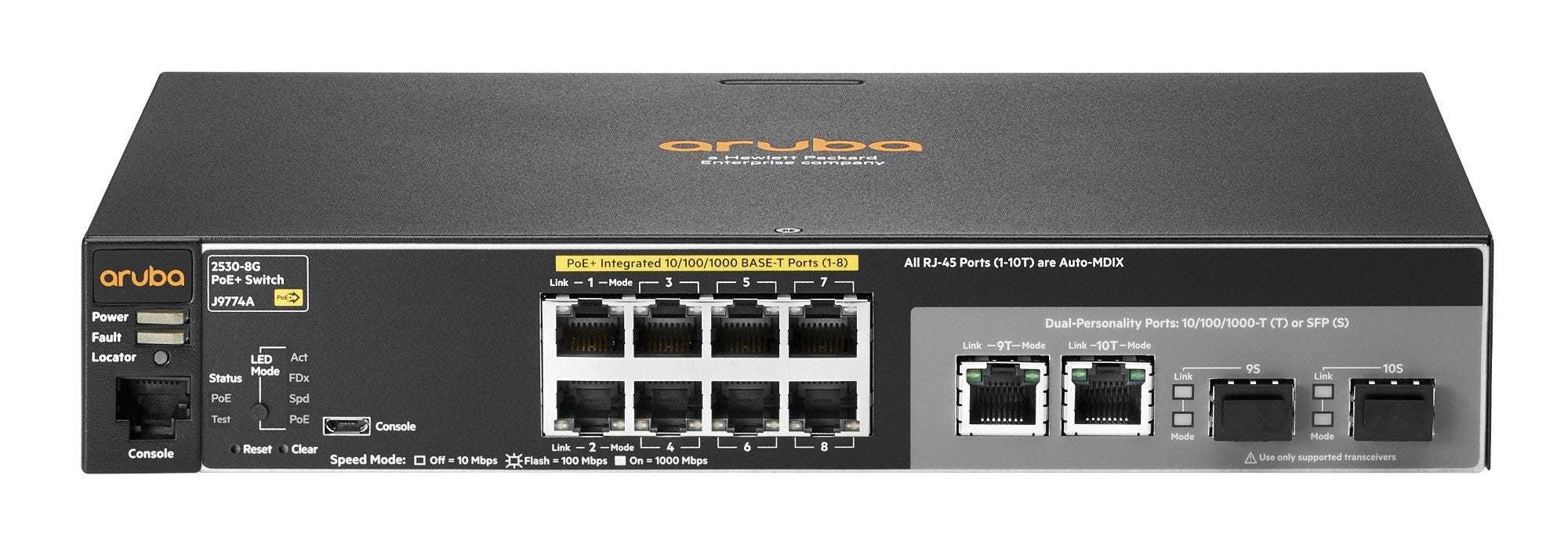 HPE Aruba 2530 8G PoE+ Managed L2 Gigabit Ethernet (10/100/1000) Power over Ethernet (PoE) 1U