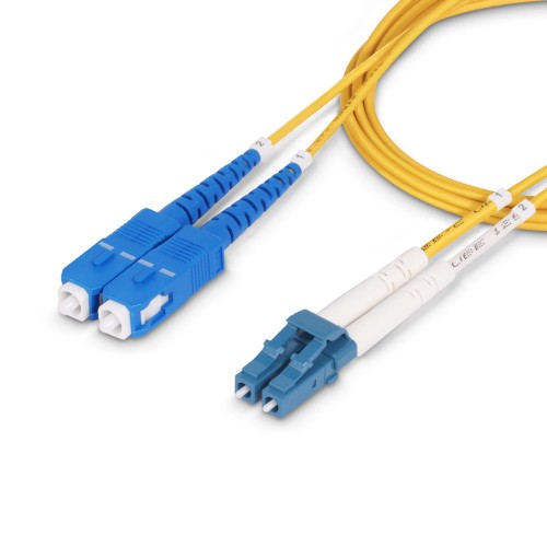 StarTech.com 3m (9.8ft) LC to SC (UPC) OS2 Single Mode Duplex Fiber Optic Cable, 9/125µm, 100G, Bend Insensitive, Low Insertion Loss - LSZH Fiber Jumper Cord