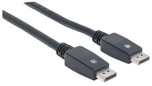 Manhattan DisplayPort 1.1 Cable, 4K@60Hz, 10m, Male to Male, With Latches, Fully Shielded, Black, Lifetime Warranty
