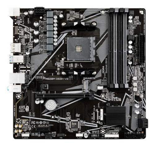 GIGABYTE A520M DS3H V2 Motherboard - Supports AMD Ryzen 5000 Series AM4 CPUs, up to 4733MHz DDR4 (OC), PCIe 3.0 x16, GbE LAN, USB 3.2 Gen 1