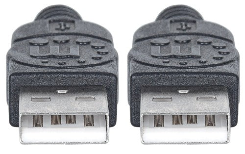Manhattan USB-A to USB-A Cable, 1m, Male to Male, 480 Mbps (USB 2.0), Hi-Speed USB, Black, Lifetime Warranty, equivalent to USB2AA1M.