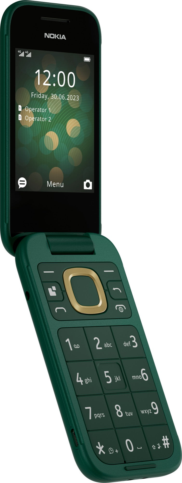 HMD Nokia 2660 Flip - 4G, VoLTE, 2,8"+1,77", 0,3MP, 48MB/128MB, Lush Green