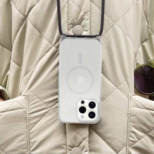 OtterBox React Series Necklace MagSafe for iPhone 15 Pro Max, Stardust (Clear Glitter)