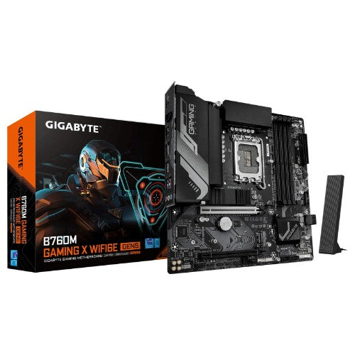 GIGABYTE B760M GAMING X WIFI6E GEN5 Motherboard - Supports 14th Gen. Intel Core CPUs, 8+1+1 phases VRM, up to 5600MHz DDR5, 2xPCIe 4.0 M.2, Wi-Fi 6E, 2.5 GbE LAN, USB 3.2 Gen 1