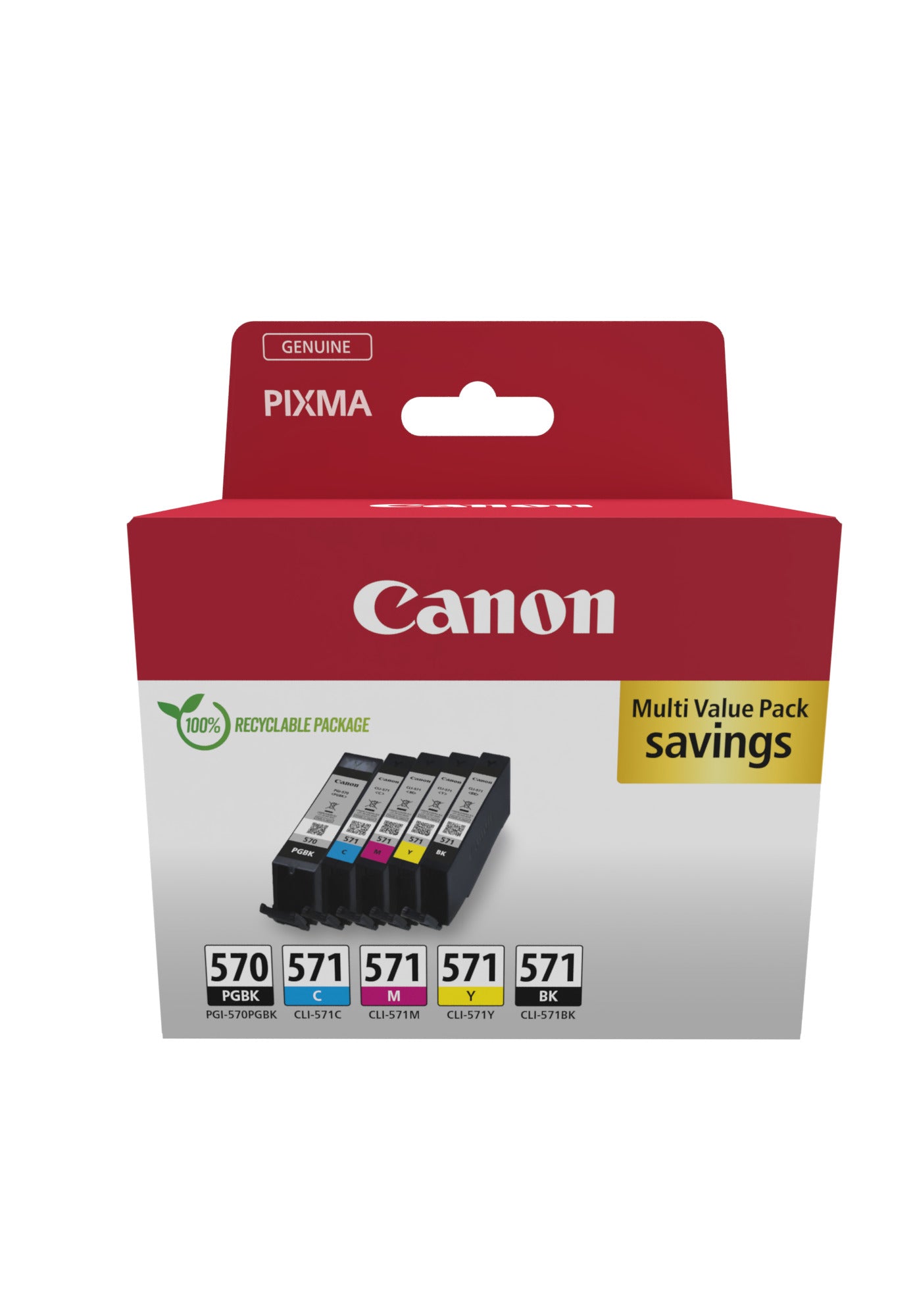 Canon 0372C006/PGI-570CLI-571 Ink cartridge multi pack 1xPGI BK + 1xCLI Bk,C,M,Y 15ml + 4x7ml Pack=5 for Canon Pixma MG 5750/7750