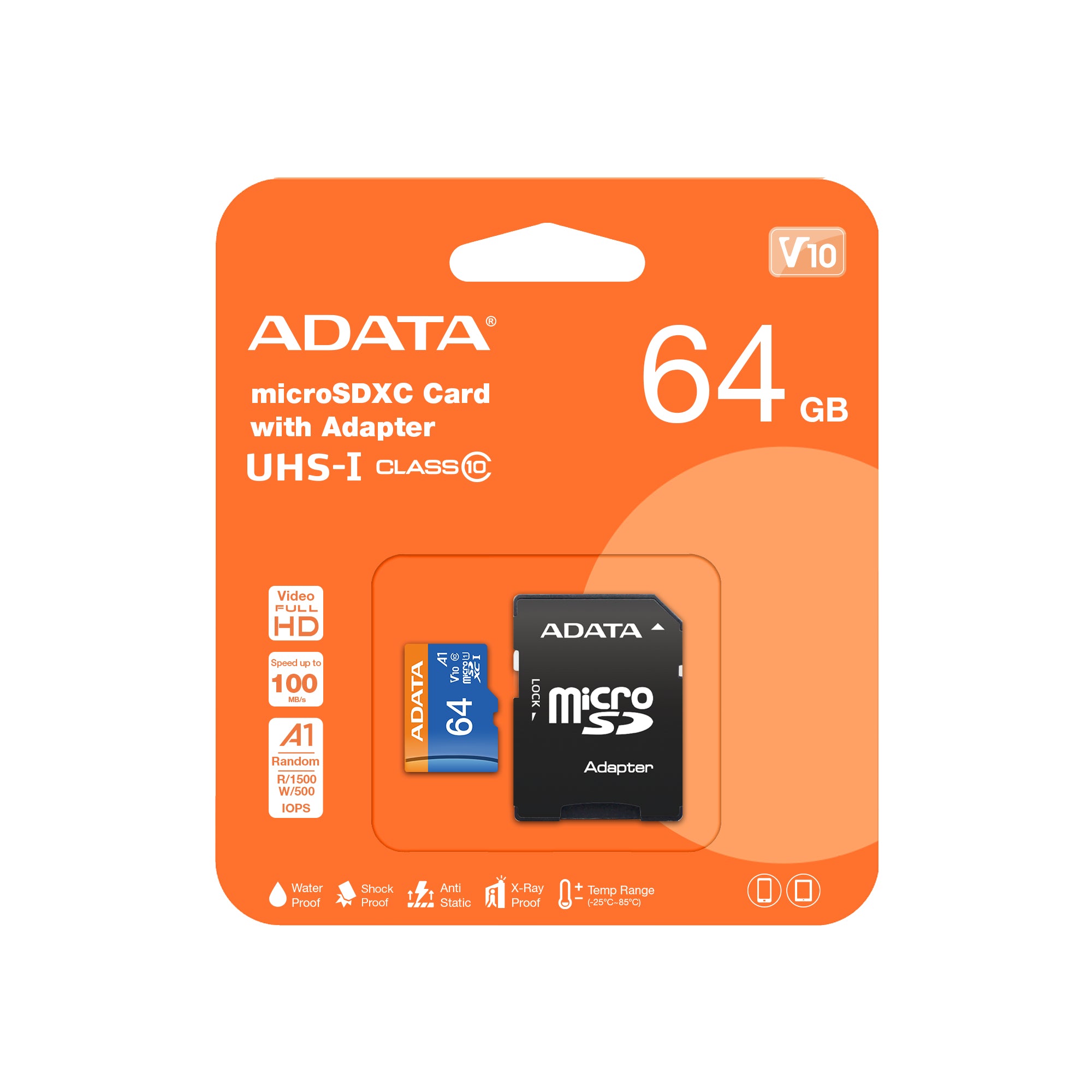 ADATA 64GB, microSDHC, Class 10 UHS-I