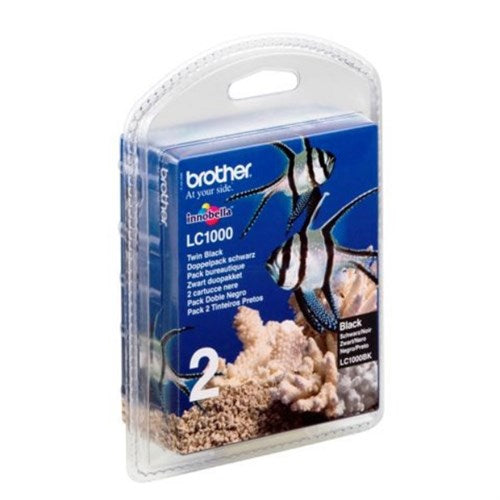 Brother LC-1000BKBP2 Ink cartridge black twin pack, 2x500 pages/5% 18.6ml Pack=2 for Brother DCP 130 C/Fax 1355/MFC 5460