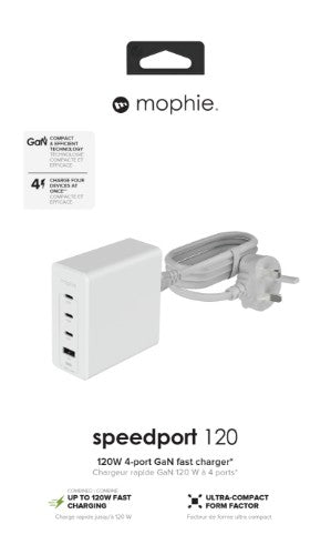 mophie Accessories-Wall Adapter-USB-C-PD-HUB-120W-GAN-White-UK(3xUSBC + 1xUSBA)