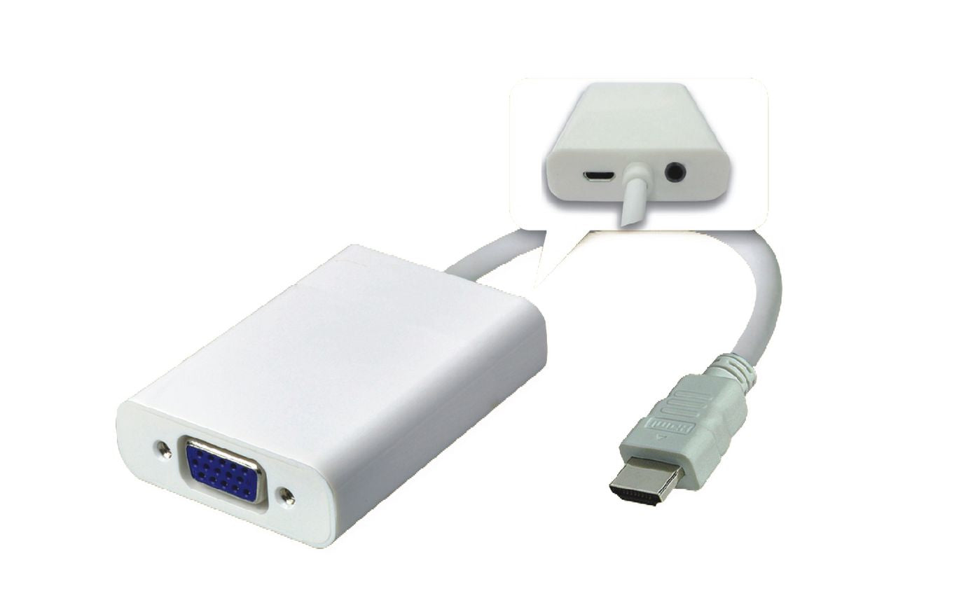 Microconnect HDMVGA2 video cable adapter 0.15 m HDMI VGA (D-Sub) White