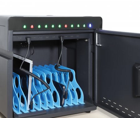 Manhattan USB-C to Micro-USB Cable, 1m, Male to Male, Black, 480 Mbps (USB 2.0), Tangle Resistant Curly Design, Angled Connectors, Ideal for Charging Cabinets/Carts, Charge only - not for data sync, Hi-Speed USB, Lifetime Warranty