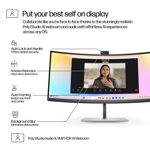 HP Series 7 Pro 34 inch WQHD Conferencing Monitor - 734pm PVC Free