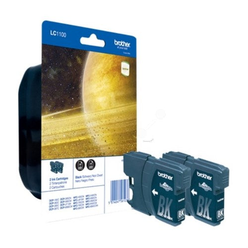 Brother LC-1100BKBP2 Ink cartridge black twin pack Blister, 2x450 pages 9.5ml Pack=2 for Brother DCP 185 C/MFC 6490 C