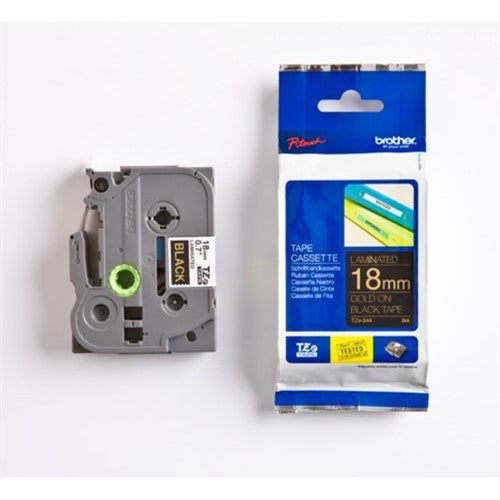 Brother TZE-344 DirectLabel gold on black Laminat 18mm x 8m for Brother P-Touch TZ 3.5-18mm/36mm/6-18mm/6-24mm/6-36mm