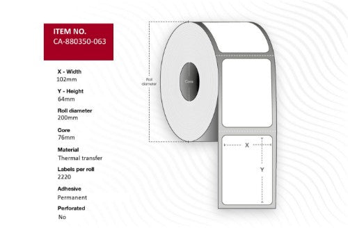 Capture CA-880350-063 printer label White