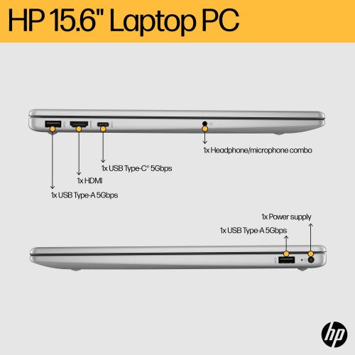 HP 15-fc0537na AMD Ryzen™ 5 7520U Laptop 39.6 cm (15.6") Full HD 8 GB LPDDR5-SDRAM 512 GB SSD Wi-Fi 6 (802.11ax) Windows 11 Home Black