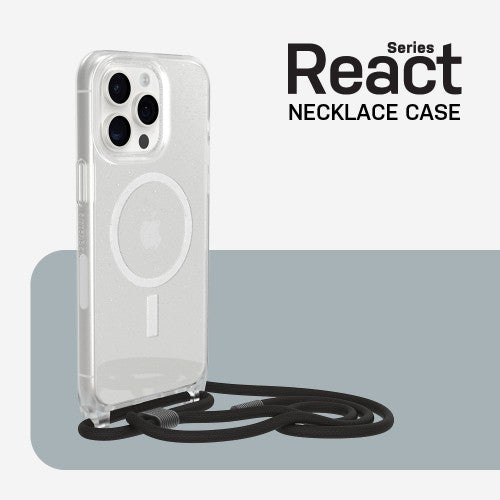 OtterBox React Series Necklace MagSafe for iPhone 15 Pro Max, Stardust (Clear Glitter)