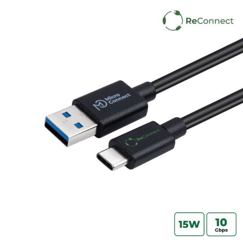 Microconnect ECO-USB3.2CA1 USB cable USB 3.2 Gen 2 (3.1 Gen 2) 1 m USB A USB C Black