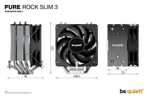 be quiet! Pure Rock Slim 3 Processor Air cooler 10 cm Silver 1 pc(s)