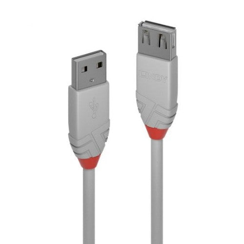 Lindy 0.5m USB 2.0 Type A Extension Cable, Anthra Line, Grey