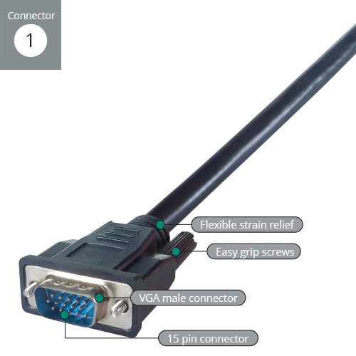 connektgear 150mm VGA Monitor Splitter Cable - Male to 2 x Female