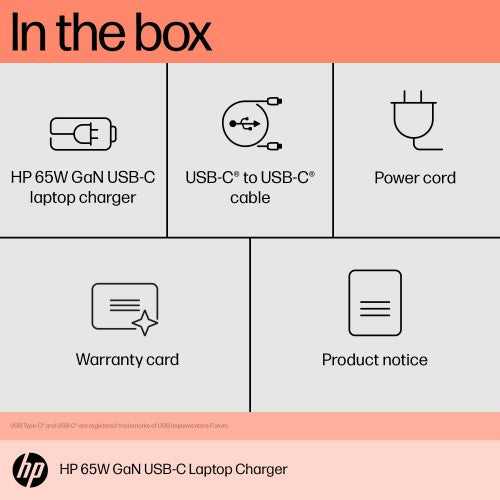 HP 65W GaN USB-C Laptop Charger