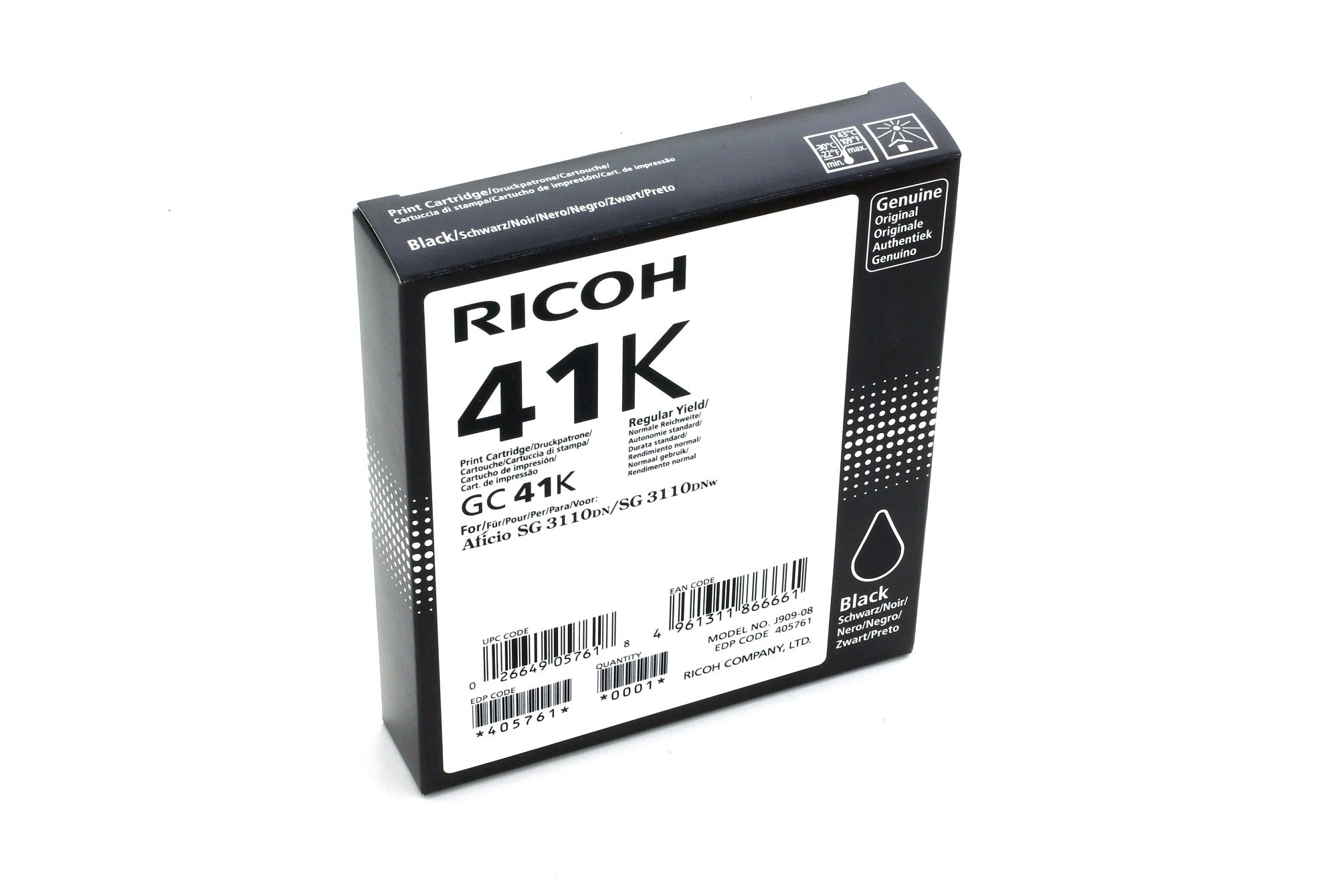 Ricoh 405761/GC-41K Gel cartridge black, 2.5K pages ISO/IEC 24711 for Ricoh Aficio SG 3100/K 3100