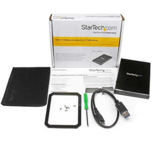 StarTech.com USB 3.1 (10 Gbps) Enclosure for 2.5” SATA Drives
