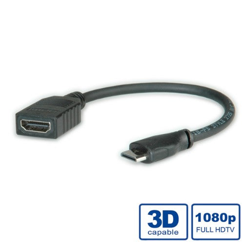 ROLINE HDMI High Speed Cable with Ethernet, HDMI Type A F - HDMI Type C M 0.15 m