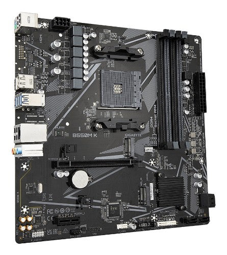 GIGABYTE B550M K Motherboard - AMD Ryzen 5000 CPUs, up to 4733MHz DDR4, 1xPCIe 4.0 + 1xPCIe 3.0 M.2, 1GbE LAN, USB 3.2 Gen 1