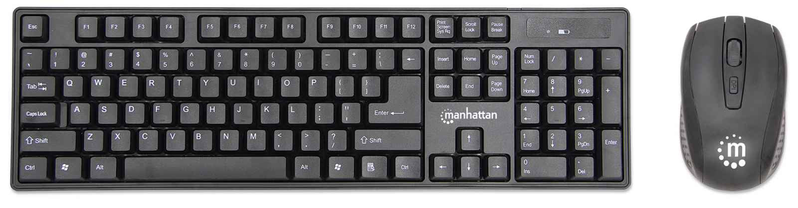 Manhattan 179492 keyboard Mouse included Office RF Wireless QWERTY German Black