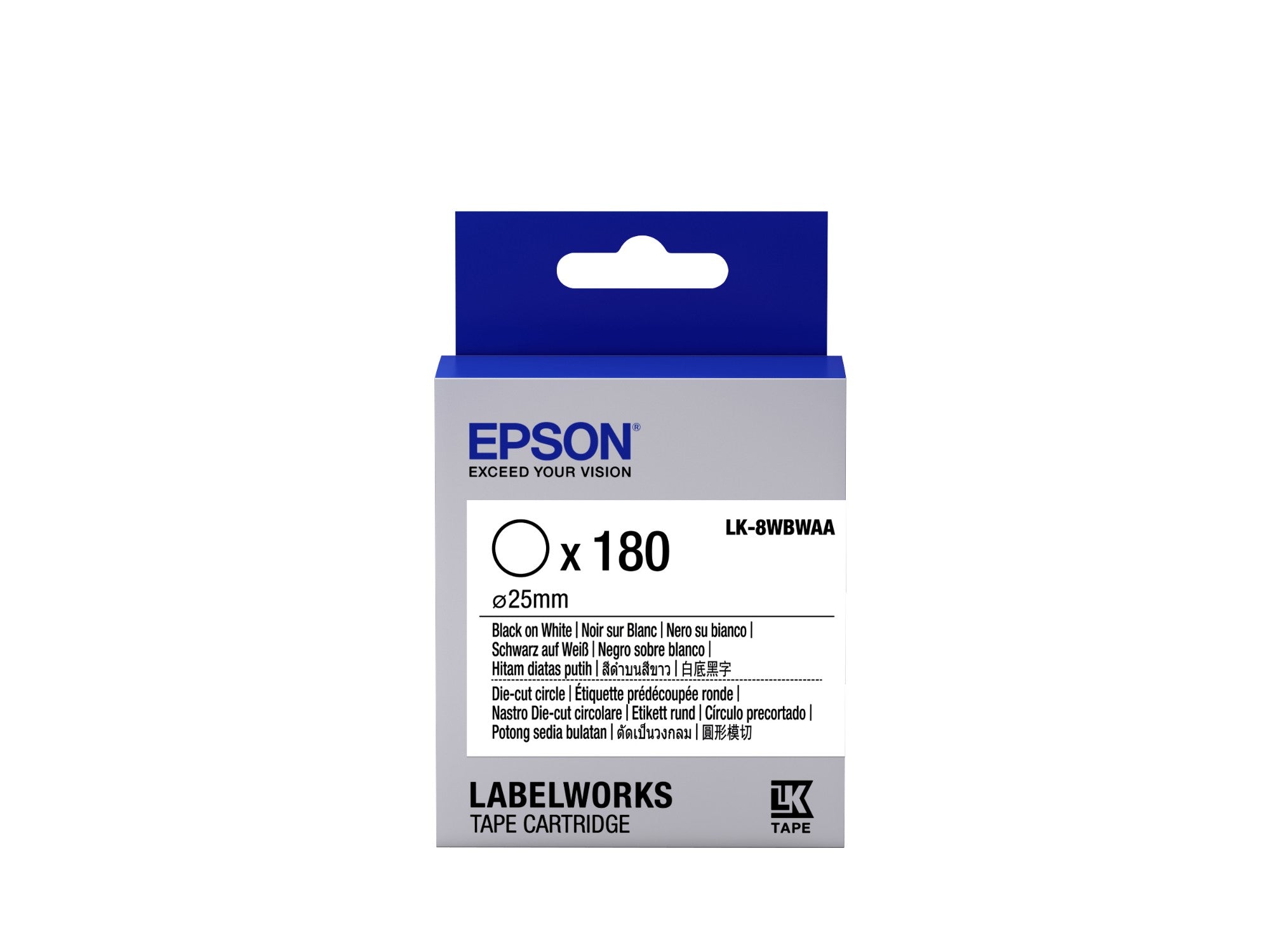 Epson C53S658901/LK-8WBWAA DirectLabel-etikettes black on white Die-Cut 25mm for Epson LabelWorks 4-36mm