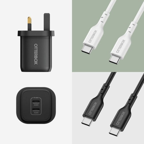 OtterBox Standard UK Wall Charger 65W - 1X USB-C 45W + 1X USB-C 20W USB-PD