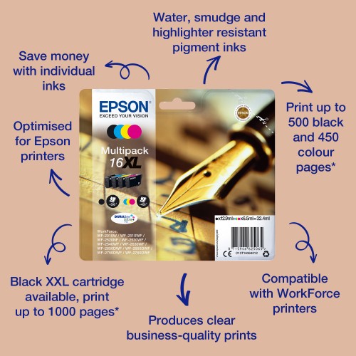 Epson C13T16334012/16XL Ink cartridge magenta high-capacity XL, 450 pages 6,5ml for Epson WF 2010/2660/2750