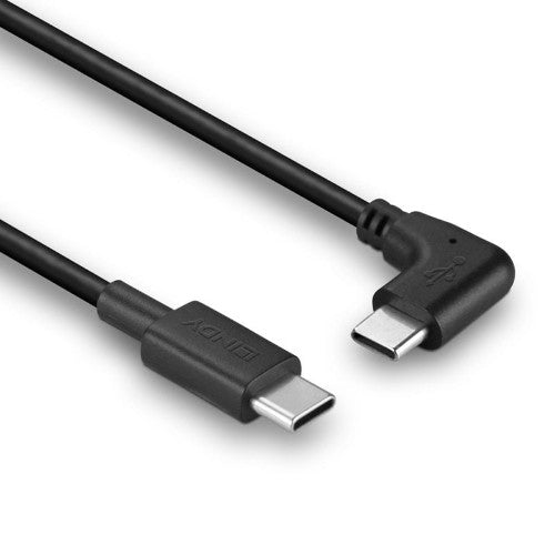 Lindy 0.5m USB 2.0 Straight USB-C to Right-Angled USB-C Cable