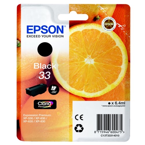 Epson C13T33314012/33 Ink cartridge black, 250 pages ISO/IEC 24711 6,4ml for Epson XP 530