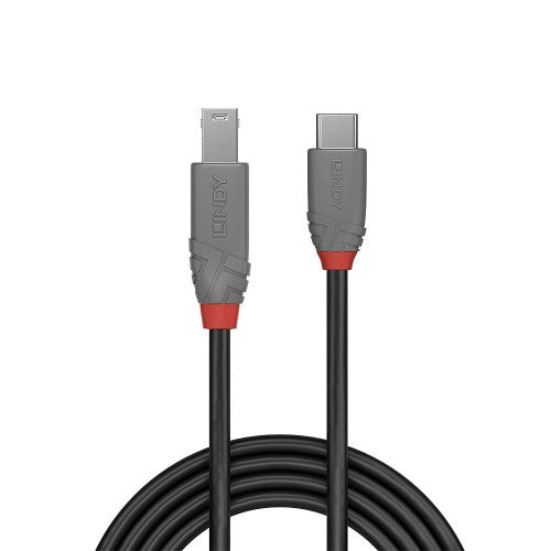 Lindy 0.5m USB 3.2 Type C to B Cable, 5Gbps, Anthra Line