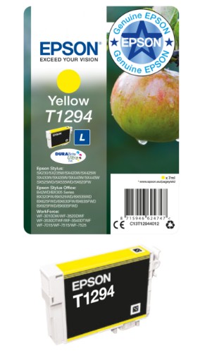 Epson C13T12944012/T1294 Ink cartridge yellow, 515 pages ISO/IEC 19752 7ml for Epson Stylus BX 320/SX 235 W/SX 420/SX 525/WF 3500