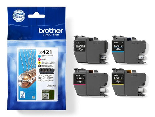 Brother LC-421VAL Ink cartridge multi pack Bk,C,M,Y, 4x200 pages Pack=4 for Brother DCP-J 1050