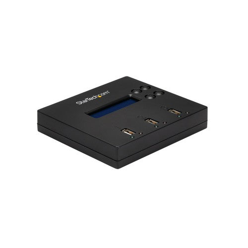 StarTech.com Standalone 1 to 2 USB Thumb Drive Duplicator and Eraser, Multiple USB Flash Drive Copier, System and File and Whole-Drive Copy at 1.5 GB/min, Single and 3-Pass Erase, LCD Display - TAA