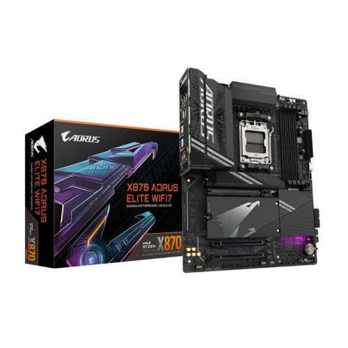 GIGABYTE X870 AORUS ELITE WIFI7 Motherboard - Supports AMD Ryzen 9000 CPUs, 16+2+2 phases VRM, up to 8000MHz DDR5 (OC), 3xPCIe 5.0 + 1xPCIe 4.0, Wi-Fi 7, 2.5GbE LAN, USB 4