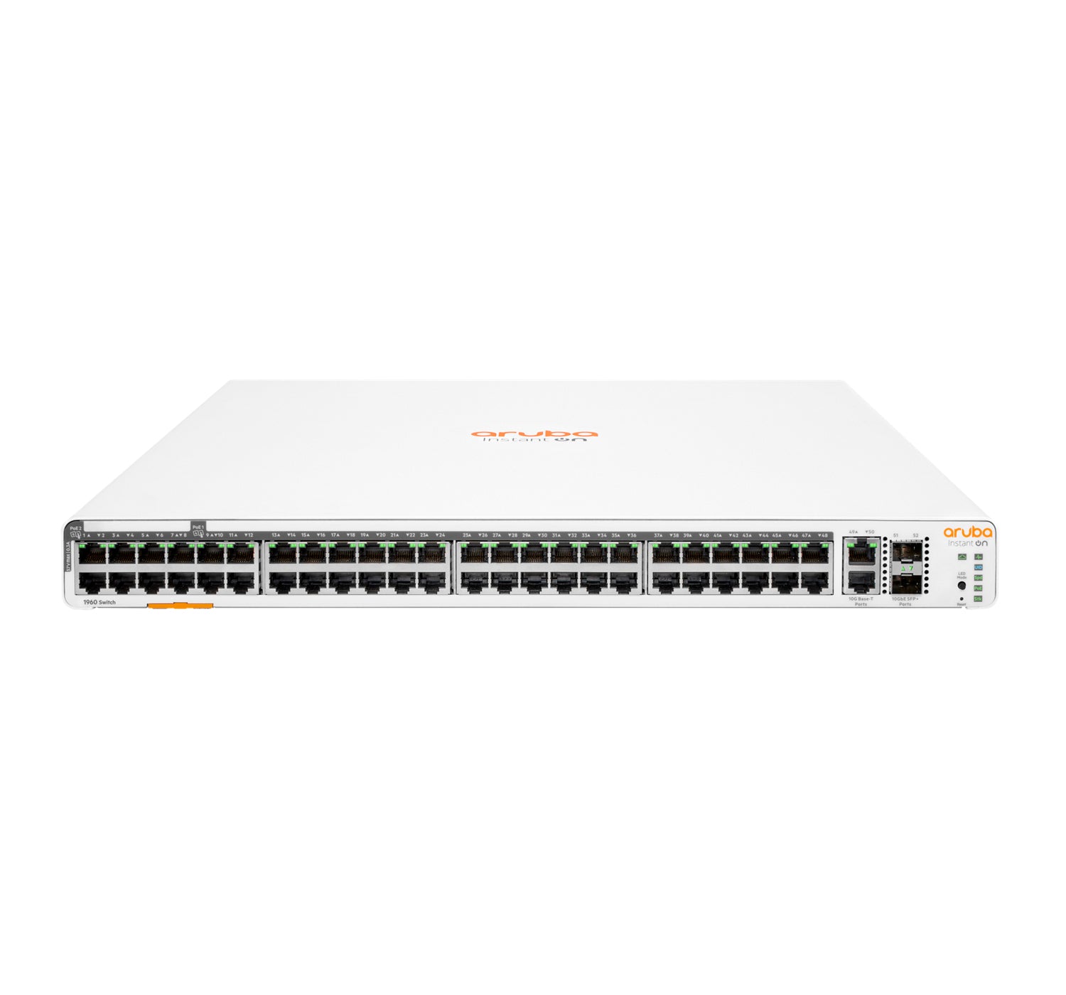 HPE Aruba Networking Instant On 1960 48G 40p Class4 8p Class6 PoE 2XGT 2SFP+ 600W Managed L2+ Gigabit Ethernet (10/100/1000) Power over Ethernet (PoE) 1U White