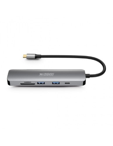 Urban Factory HUBEE 6 IN 1 : HUB USB-C WITH 2 USB-A / 1 HDMI 4K / 2 CARD READERS AND 1 USB-C 100W PD