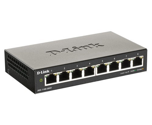 D-Link DGS-1100-08V2 Managed L2 Gigabit Ethernet (10/100/1000) Black