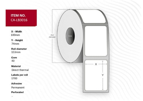 Capture CA-LB3016 printer label White