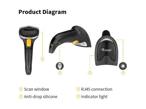 Equip USB 2D Barcode Scanner, with Stand