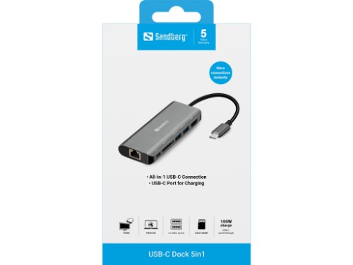 Sandberg USB-C Dock HDMI+LAN+SD+USB100W