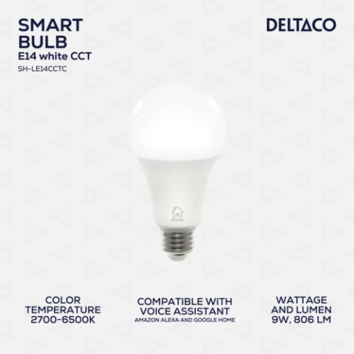 Deltaco SH-LE27CCTC smart lighting Smart bulb Wi-Fi 9 W