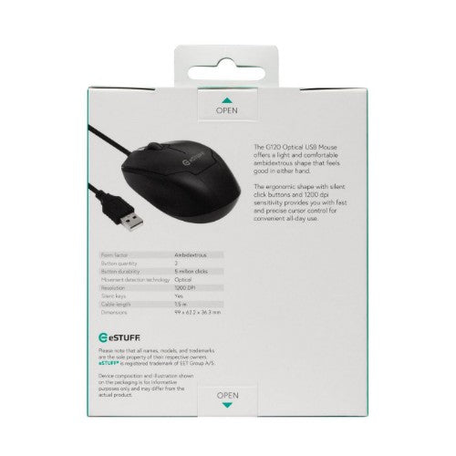eSTUFF GLB213002 mouse Office Ambidextrous USB Type-A Optical 1200 DPI