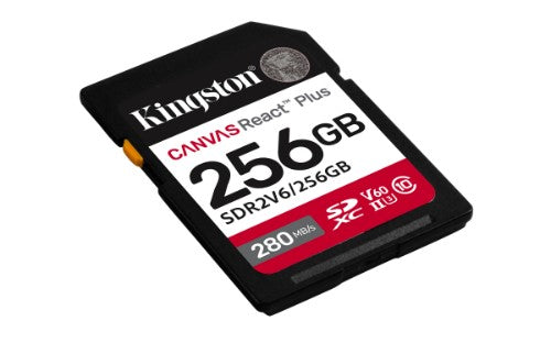 Kingston Technology 256GB Canvas React Plus SDXC UHS-II 280R/150W U3 V60 for Full HD/4K